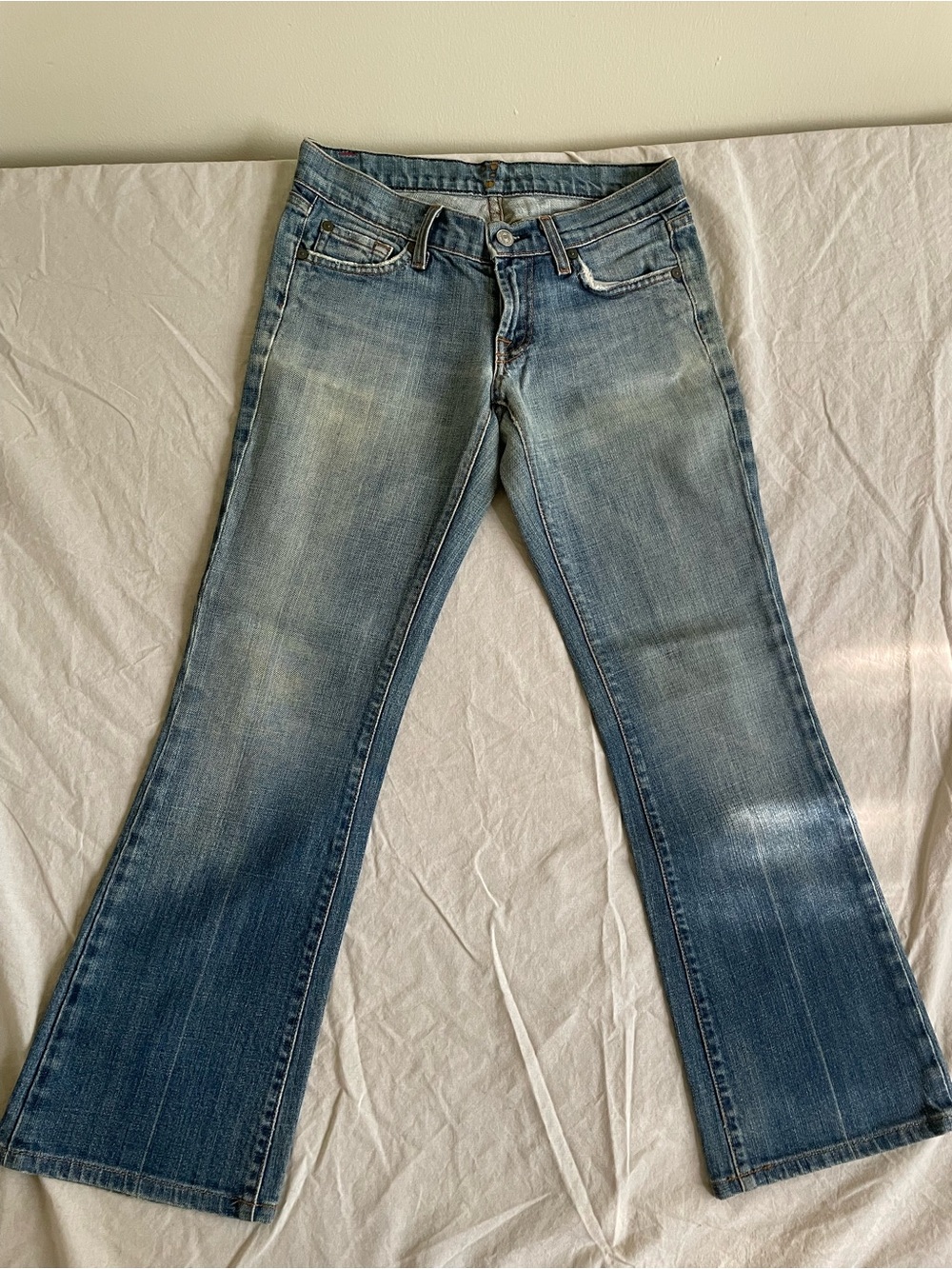 7 For All Mankind Light Blue low rise  Flared Jeans 25